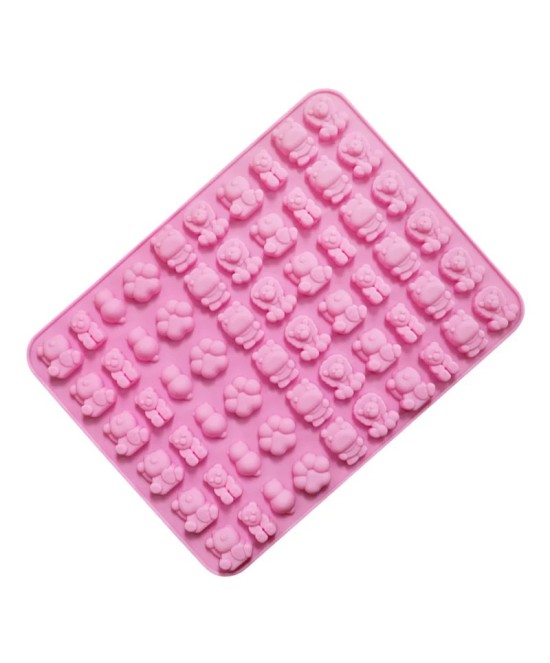 MOLDE MINI FIGURAS GOMITAS 60 CAVIDADES LEON, HIPOPOTAMO, OSO, PERRO