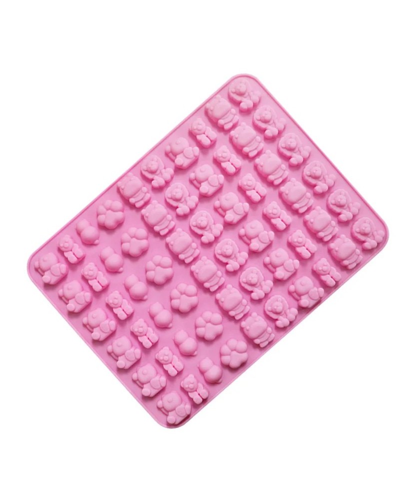 MOLDE MINI FIGURAS GOMITAS 60 CAVIDADES LEON, HIPOPOTAMO, OSO, PERRO