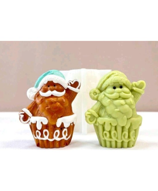 MOLDE CUPCAKE CON SANTA NAVIDAD
