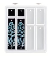 MOLDE LLAVERO, ZARCILLOS, DIJES PLANOS 8 CAVIDADES RESINA RECTANGULAR