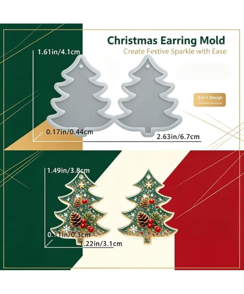 MOLDE MINI ARBOL NAVIDAD PARA ZARCILLOS O COLGANTES