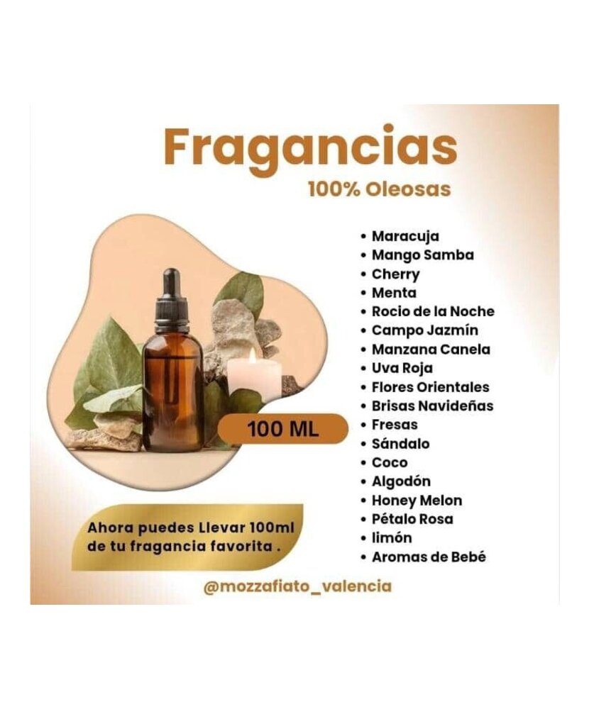 FRAGANCIAS OLEOSAS PARA VELAS Y JABONES 100 ML
