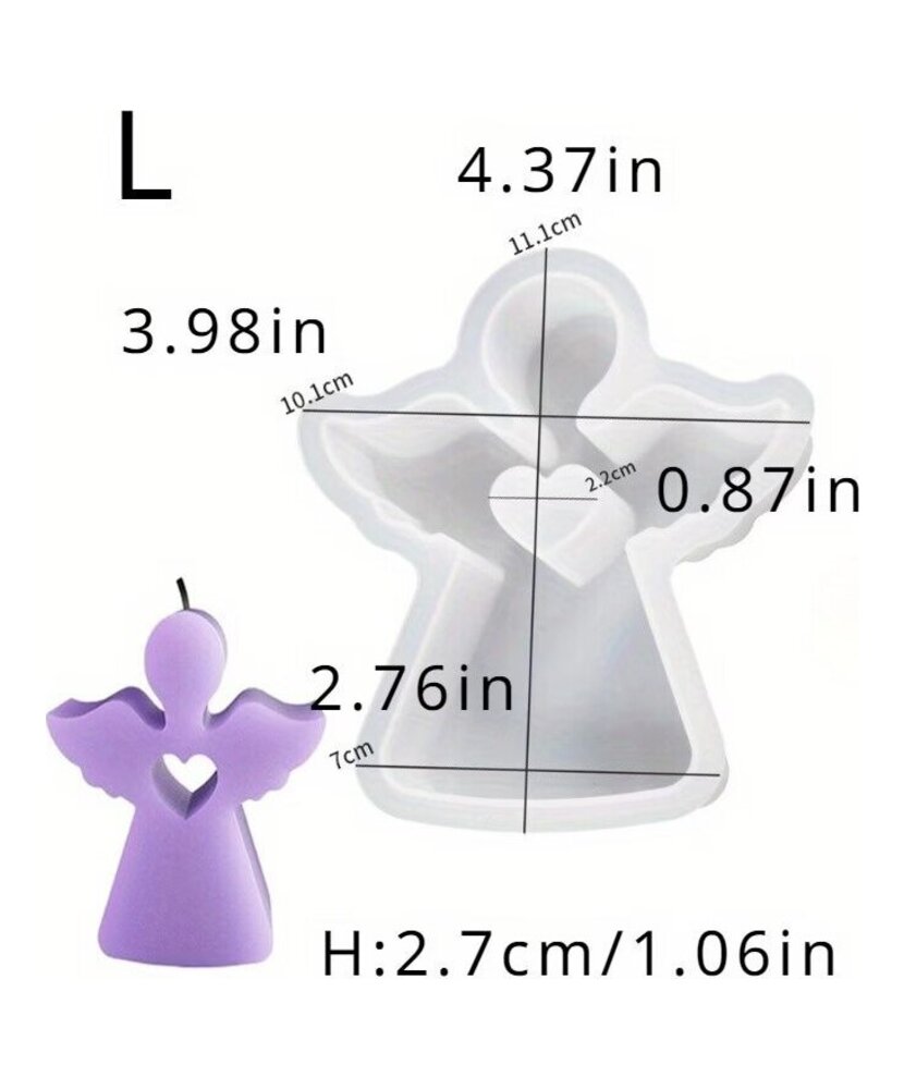 MOLDE ANGEL CORAZONADO PLANO GRANDE