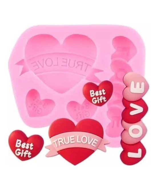 MOLDE TRUE LOVE CORAZONES 4 CAVIDADES