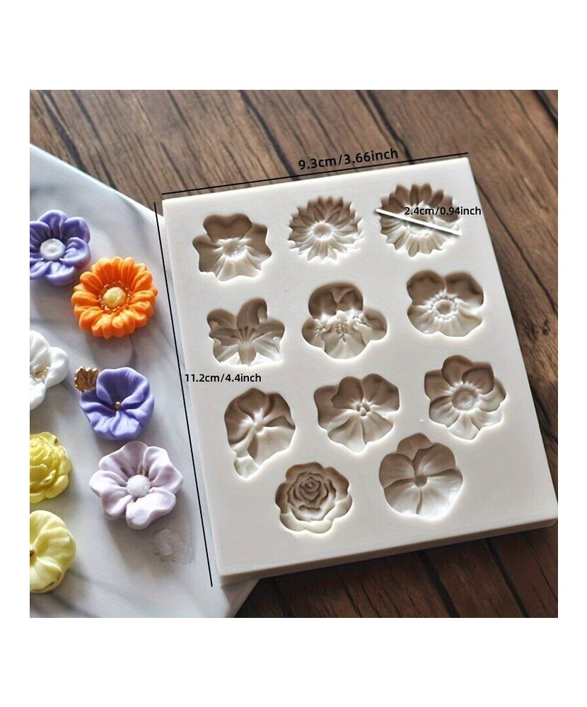 MOLDE MINI FLORES 11 CAVIDADES PLANAS