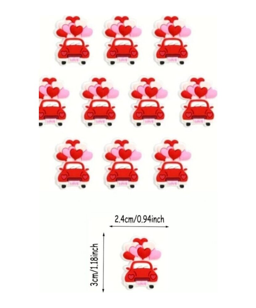 DIJES DE GOMA CARRO CORAZONES x UNIDAD