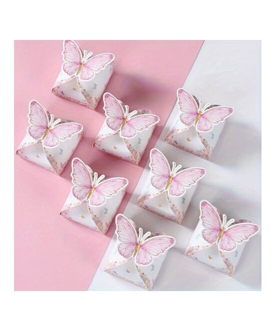 CAJAS PARA DECORACIONES O RECUERDOS DE OCASION MARIPOSA ROSADA