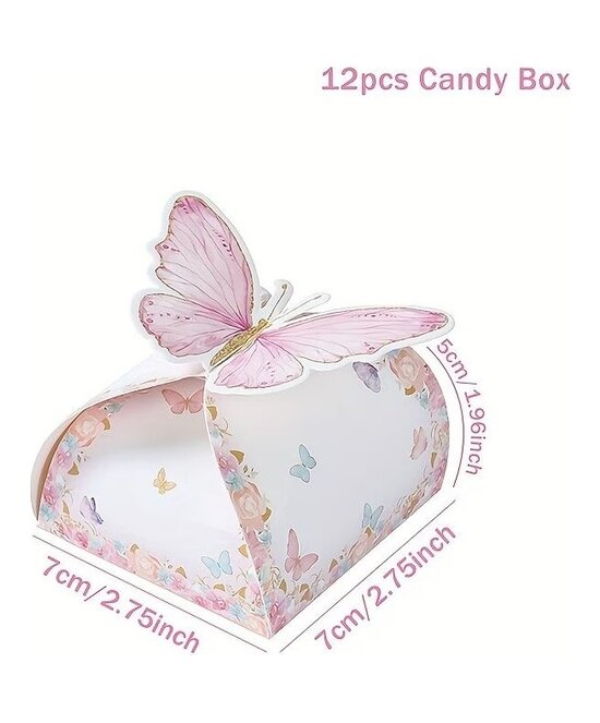 CAJAS PARA DECORACIONES O RECUERDOS DE OCASION MARIPOSA ROSADA