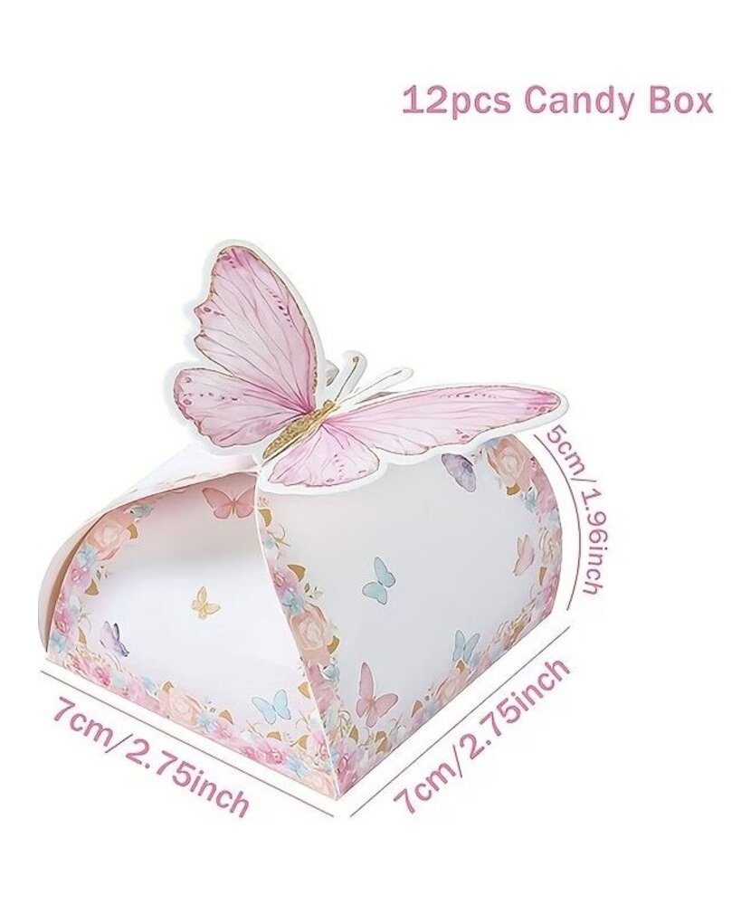 CAJAS PARA DECORACIONES O RECUERDOS DE OCASION MARIPOSA ROSADA