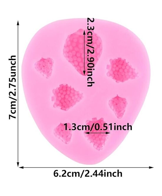 MOLDE MINI FRESAS PLANAS 7 CAVIADADES