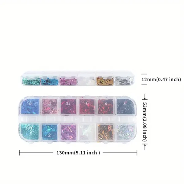 PURPURINA HOLOGRAFICA ALFABETO. 12 COLORES - Imagen 2