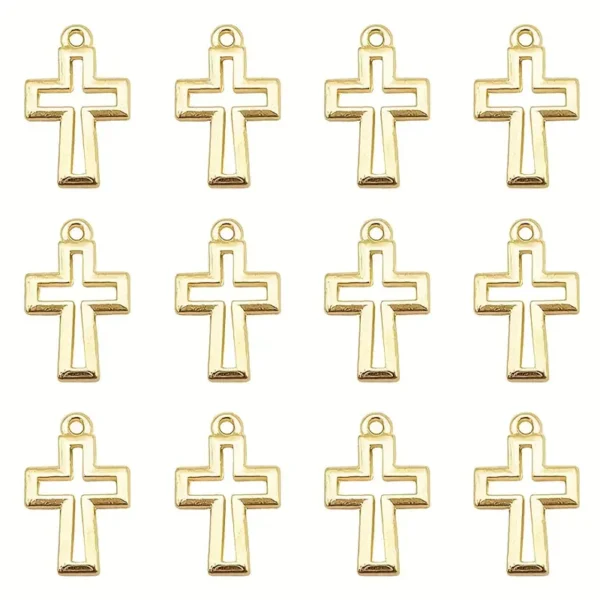 DIJES EN FORMA DE CRUZ. DORADAS x UNIDAD