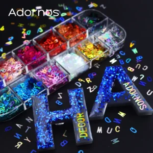 PURPURINA HOLOGRAFICA ALFABETO. 12 COLORES