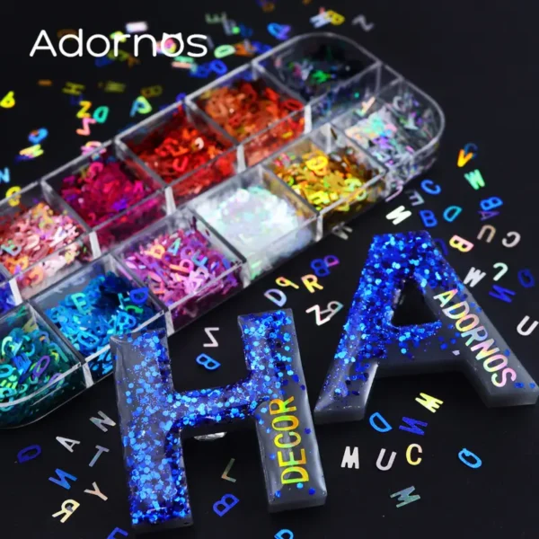PURPURINA HOLOGRAFICA ALFABETO. 12 COLORES